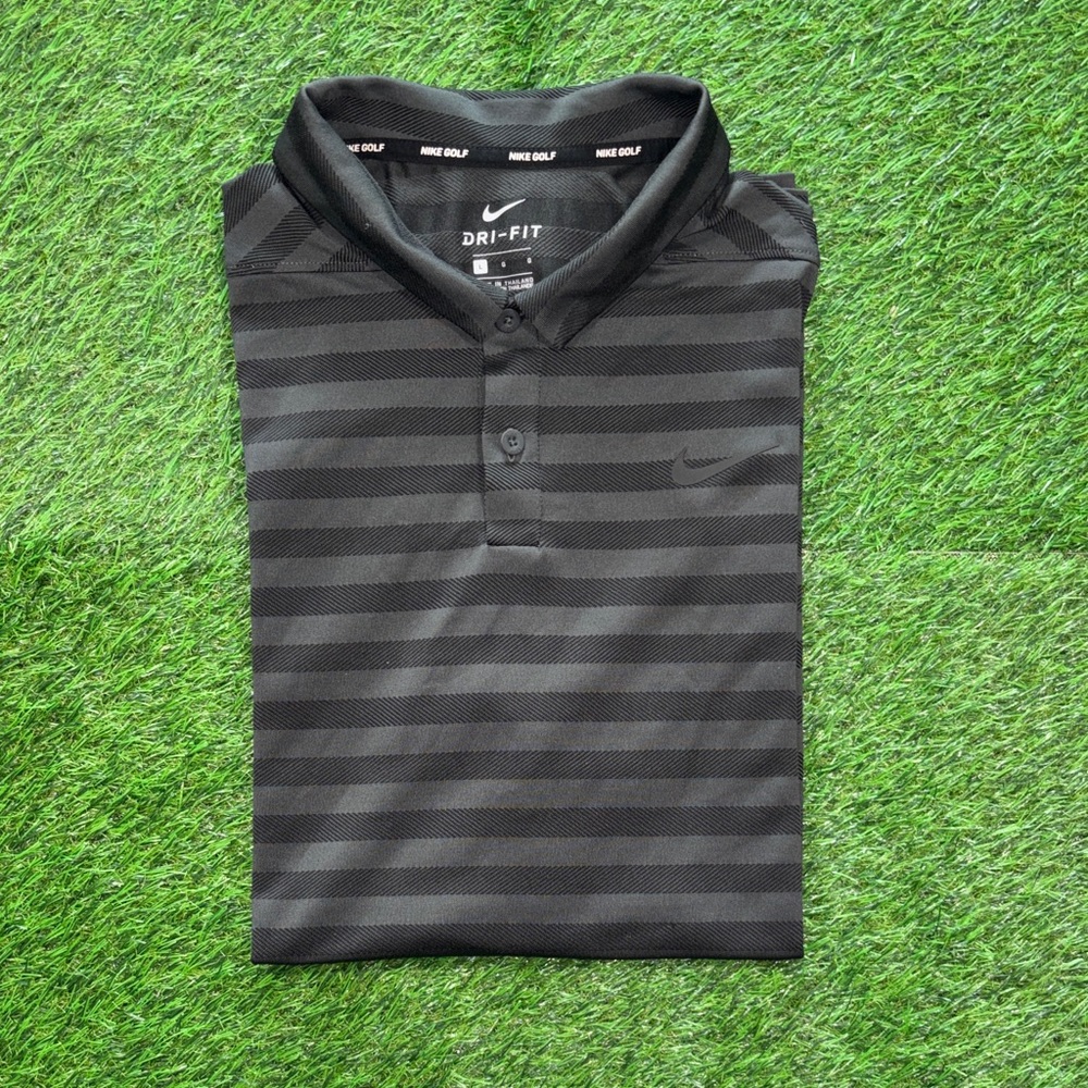 Nike Men's Charcoal Striped Polo Shirt